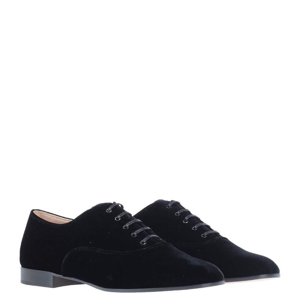 Gianvito Rossi Black Velvet Lace-Up Oxfords